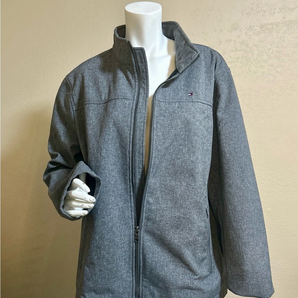 Tommy Hilfiger Men’s XL Gray Winter Jacket Water Resistant Full Zip Pockets - Picture 4 of 12